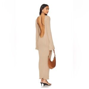 Sndys Baha Long Sleeve Maxi Dress in Tan